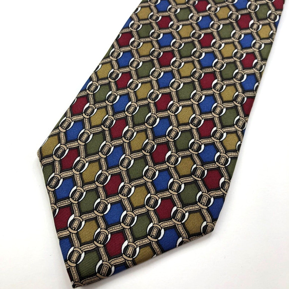 Christian Dior Monsieur Multicolor Chain Link Silk Tie MINT - Picture 1 of 8